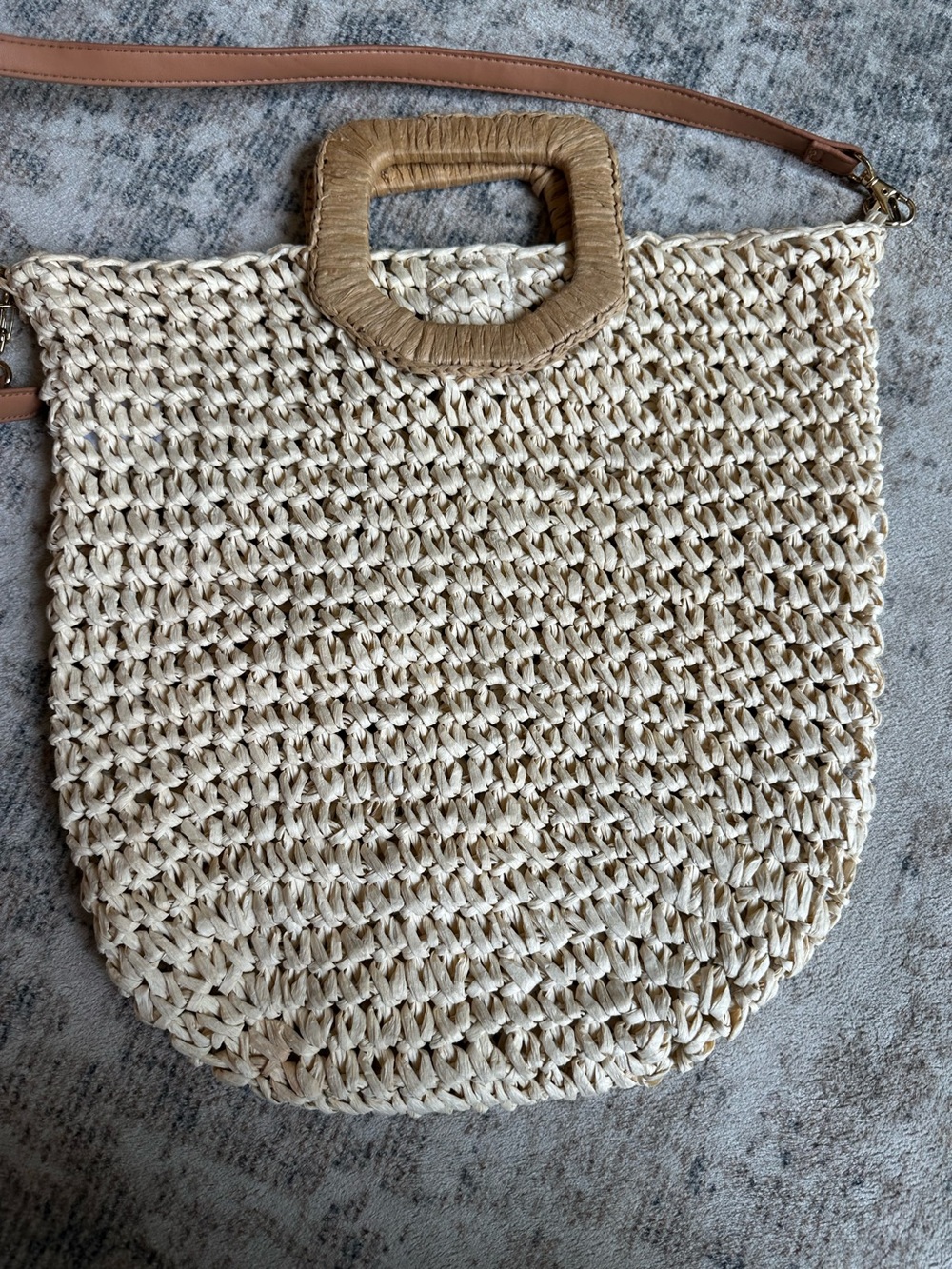 Crossi Straw Satchel‎ Bag Adjustable Detachable Strap Boho Woven Tote - Picture 3 of 9